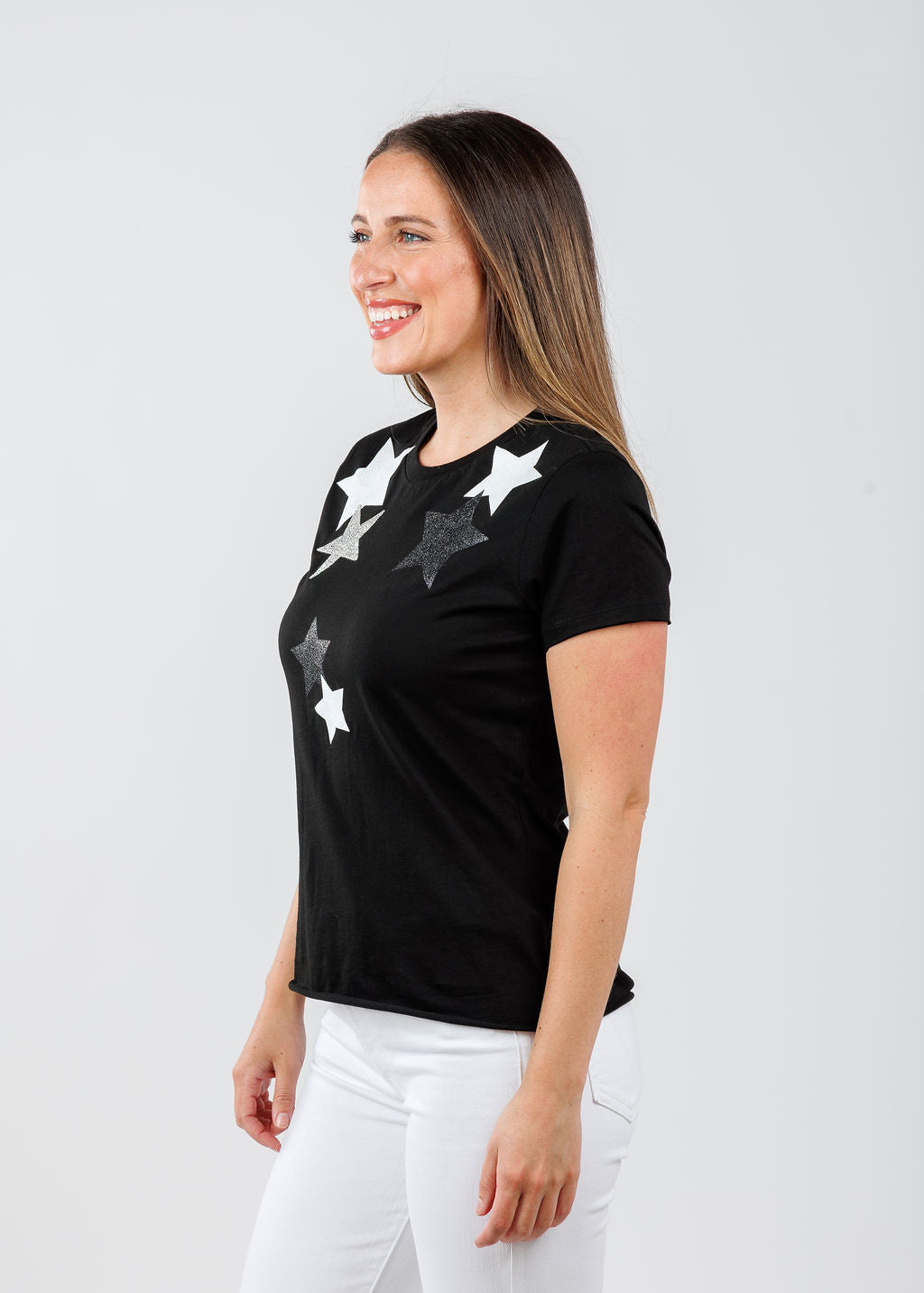 Suzy T Ronnie Stars Top in Black available at Barbara Katz