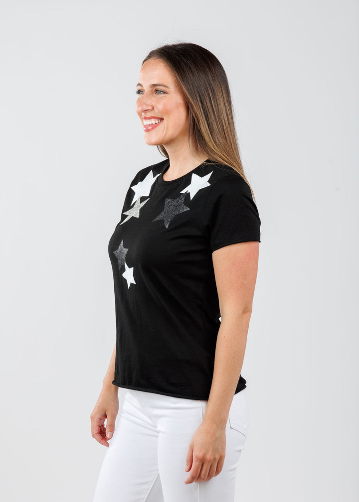 Suzy T Ronnie Stars Top in Black available at Barbara Katz