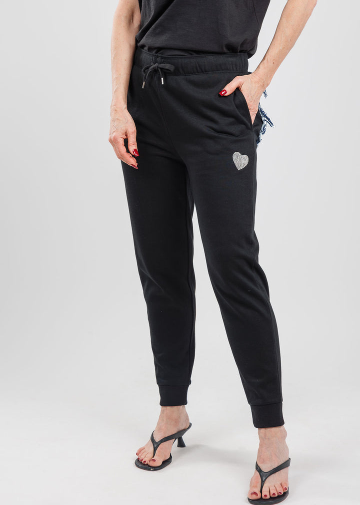 Suzy T Rori Sweatpants With Denim in Black available at Barbara Katz