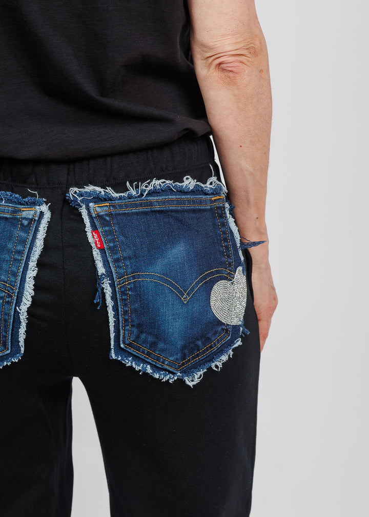 Suzy T Rori Sweatpants With Denim Patch Pockets available at Barbara Katz