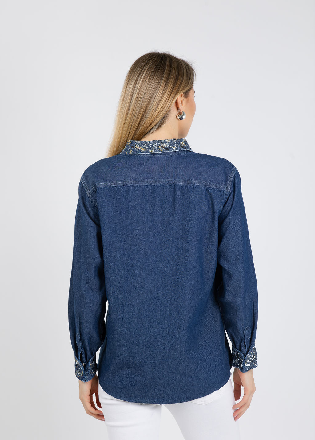 Suzy T Splash Paint Heart Shirt in Silver/Gold available at Barbara Katz