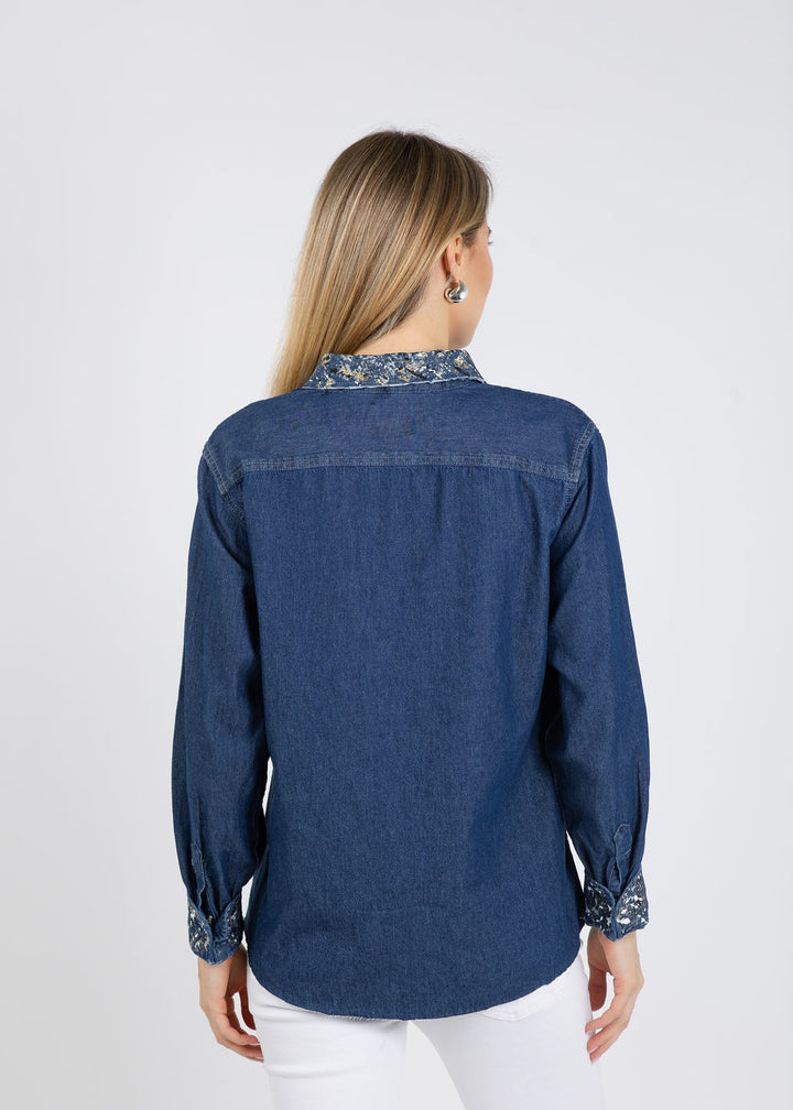 Suzy T Splash Paint Heart Shirt in Silver/Gold available at Barbara Katz