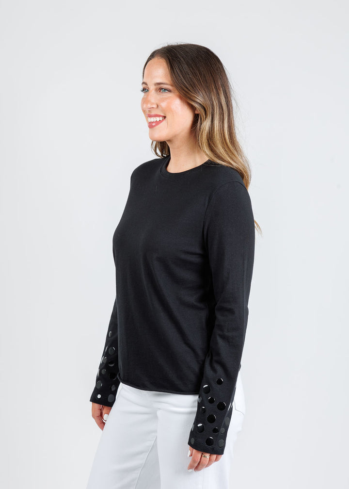 Suzy T Stud T-Shirt in Black available at Barbara Katz