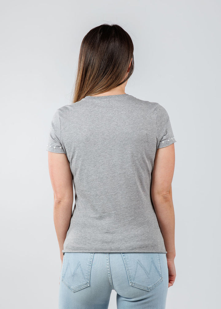 Suzy T Fay Butterflies Top in Light Grey available at Barbara Katz