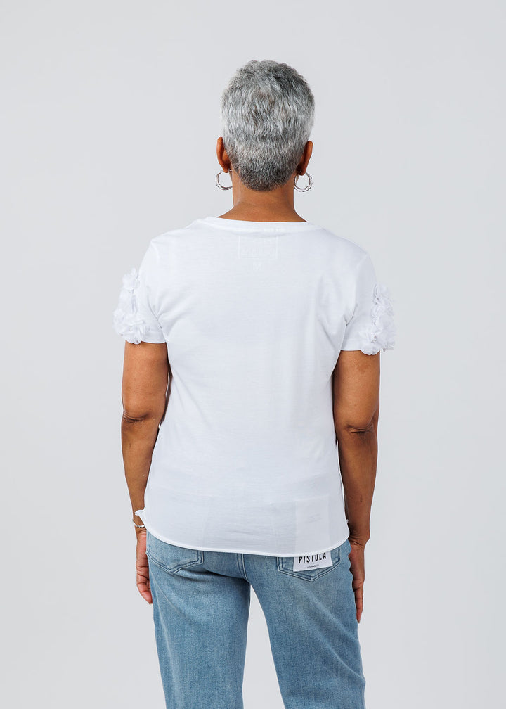 Suzy T Flower Tee in White available at Barbara Katz