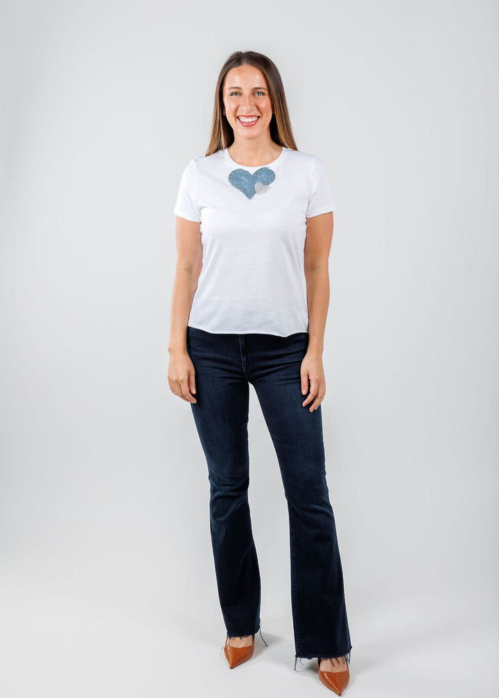 Suzy T Nina Double Heart Top in White available at Barbara Katz