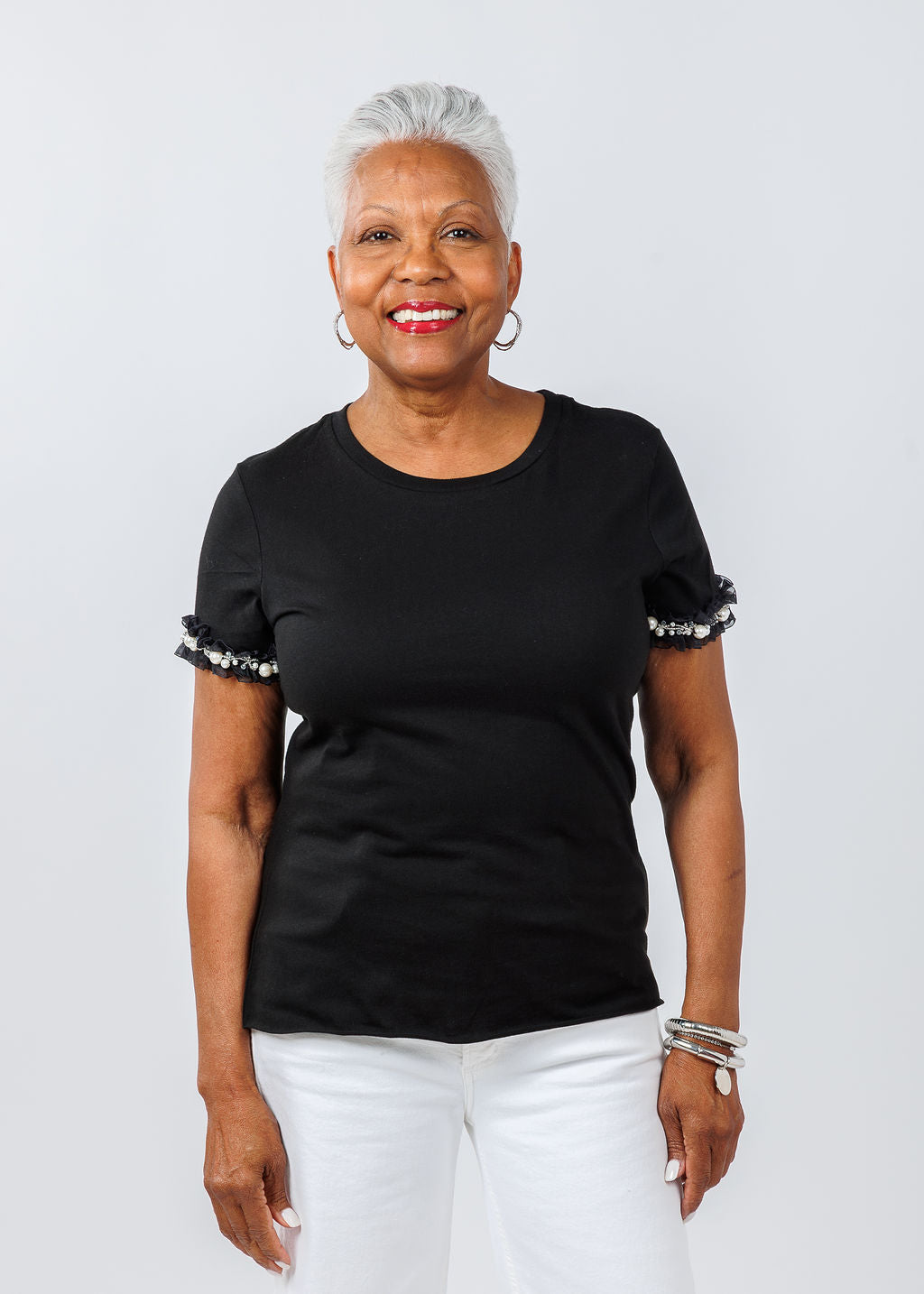 Suzy T Ribbon Top in Black available at Barbara Katz