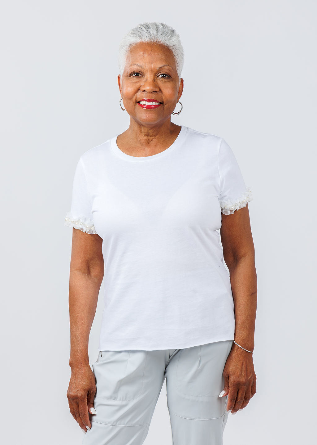 Suzy T Ribbon Top in White available at Barbara Katz