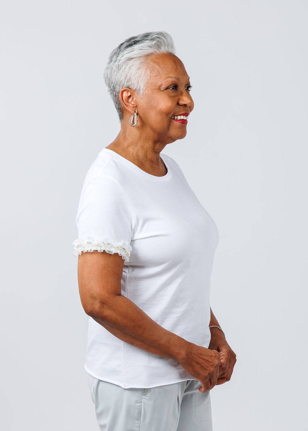Suzy T Ribbon Top in White available at Barbara Katz