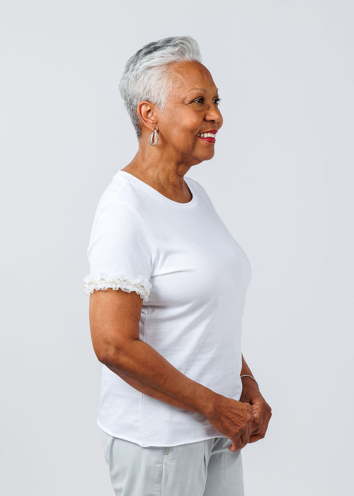 Suzy T Ribbon Top in White available at Barbara Katz