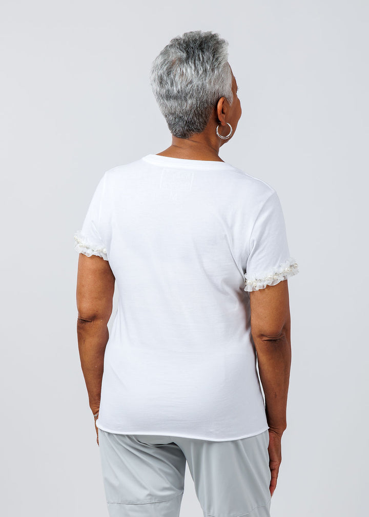 Suzy T Ribbon Top in White available at Barbara Katz