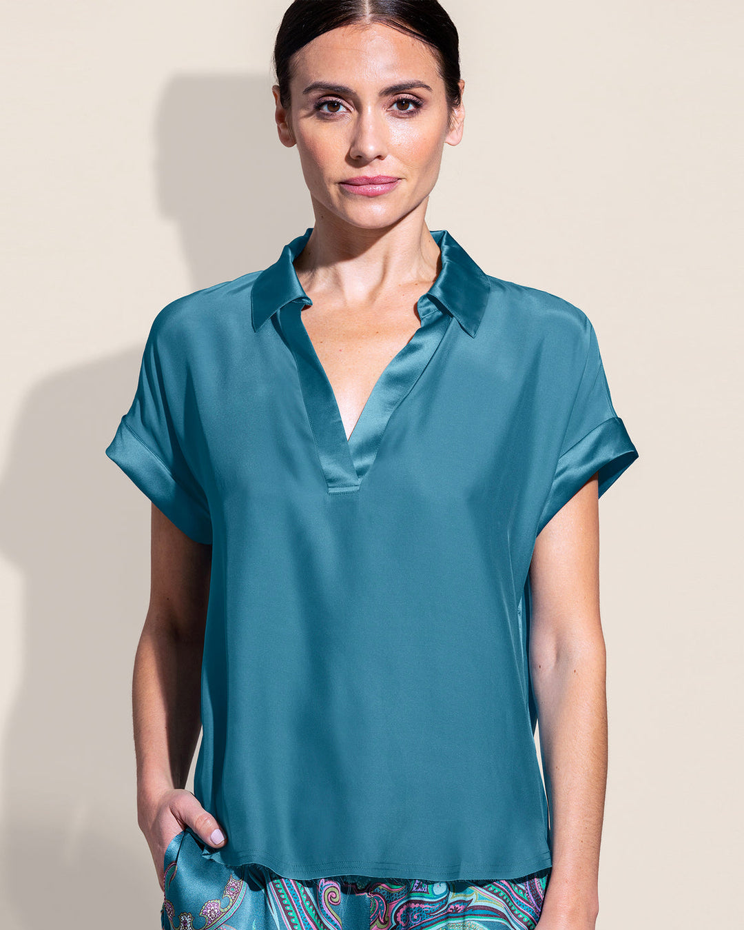 BK Go Polo Top in Cruise Blue available at Barbara Katz