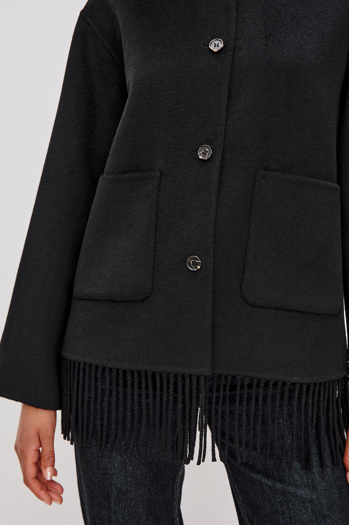 Rails Tomoko Fringe Jacket in Black available at Barbara Katz