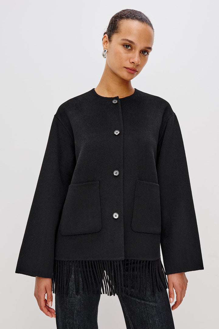 Rails Tomoko Fringe Jacket in Black available at Barbara Katz