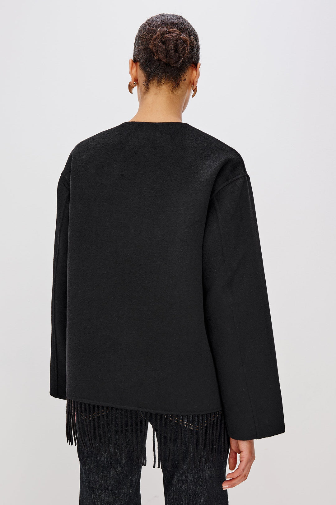 Rails Tomoko Fringe Jacket in Black available at Barbara Katz