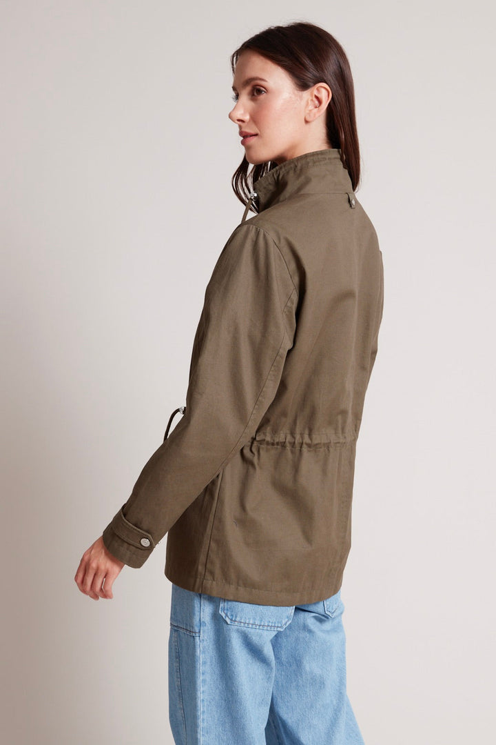 Adroit Atelier Tallulah Funnel Neck Anorak in Olive available at Barbara Katz
