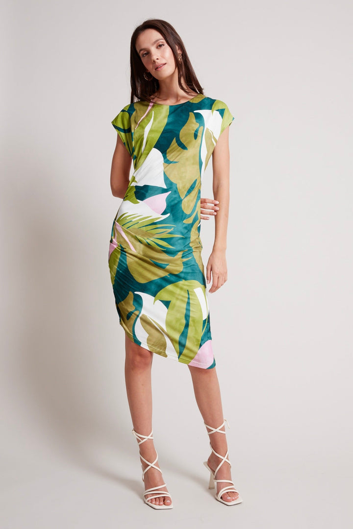 Adroit Atelier Tammy Bodycon Dress in Green/Pink available at Barbara Katz