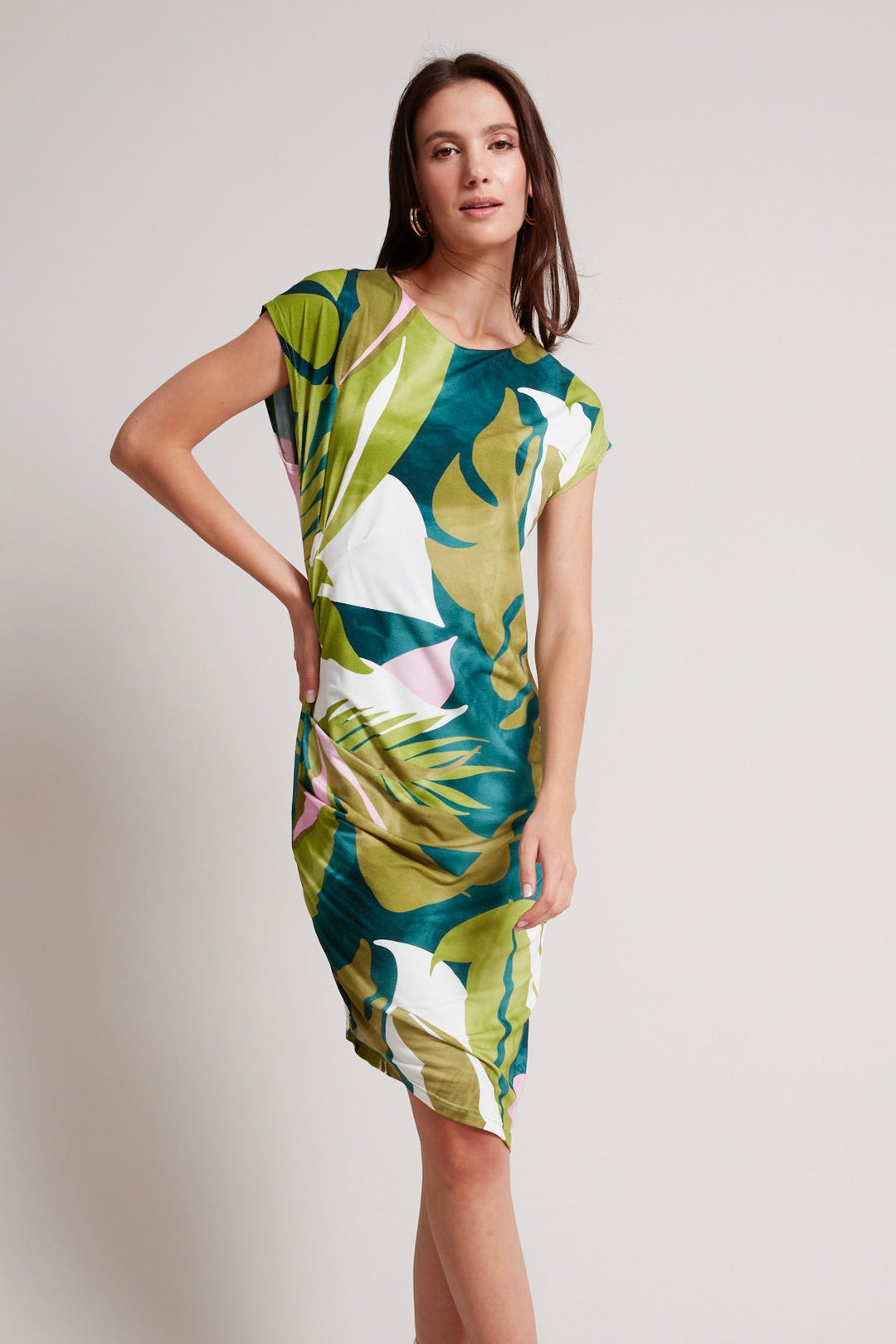Adroit Atelier Tammy Bodycon Dress in Green/Pink available at Barbara Katz