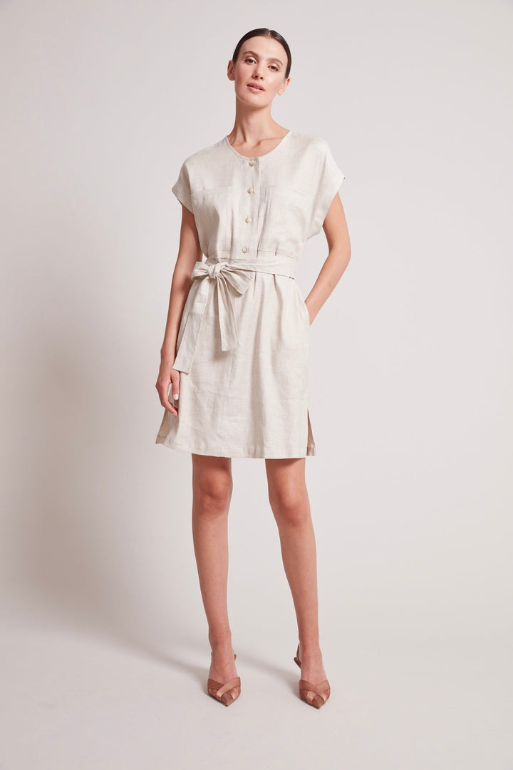 Adroit Atelier Tanner Cap Sleeve Popover Dress in Oatmeal available at Barbara Katz