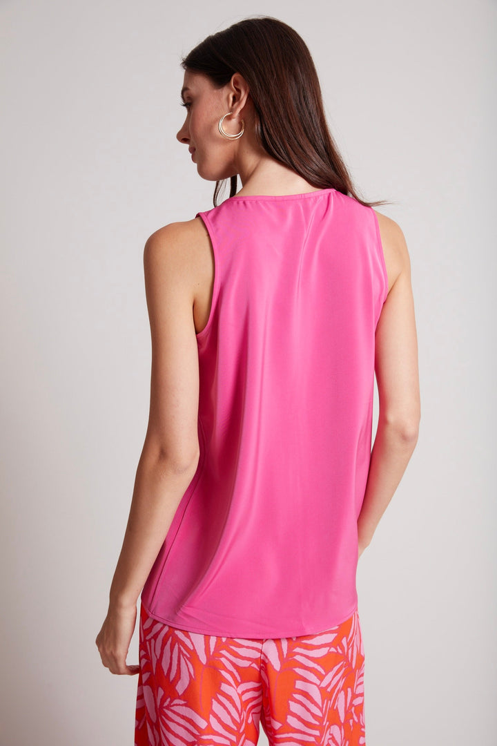 Adroit Atelier Tasha Sleeveless Front Key Hole Blouse in Bubblegum available at Barbara Katz