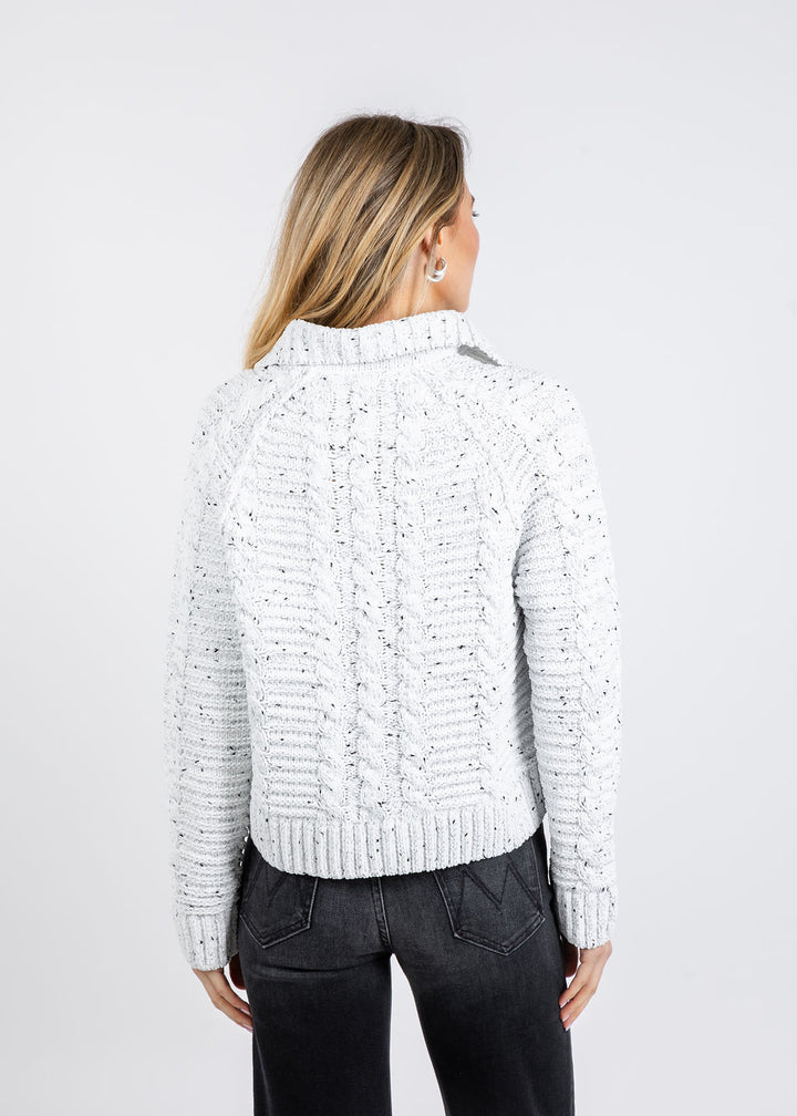 BK Tasha Cable Chenille Half-Zip Sweater in Black/White available at Barbara Katz