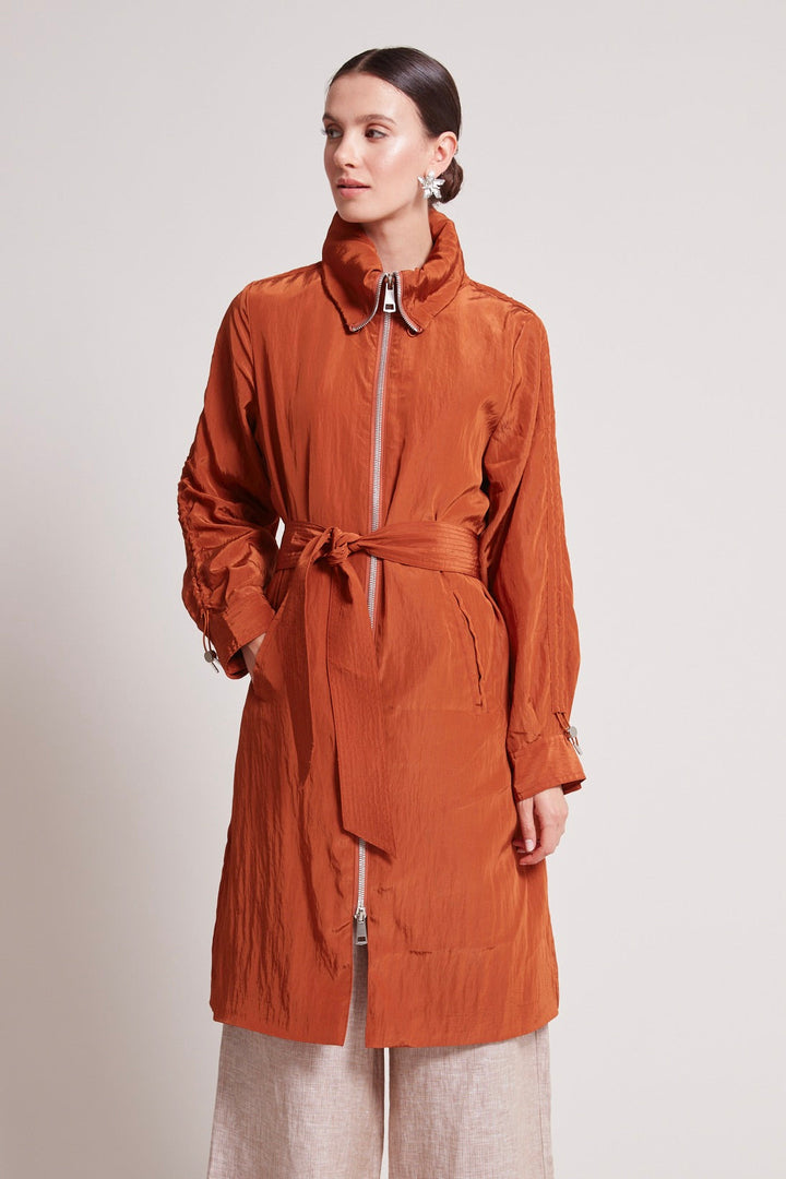 Adroit Atelier Tatiana Long Fluid Coat in Copper available at Barbara Katz