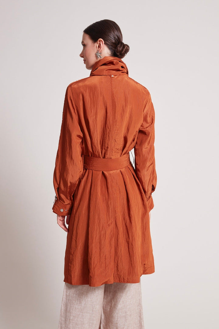 Adroit Atelier Tatiana Long Fluid Coat in Copper available at Barbara Katz