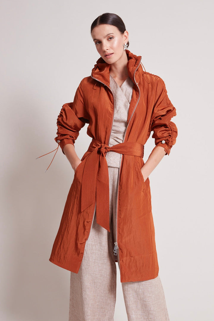 Adroit Atelier Tatiana Long Fluid Coat in Copper available at Barbara Katz