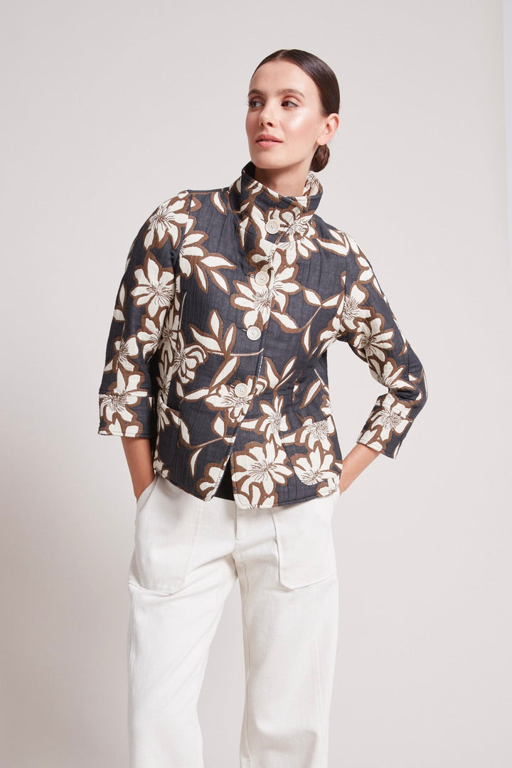 Adroit Atelier Tenley Quilted Jacquard Jacket in Creamy Floral available at Barbara Katz
