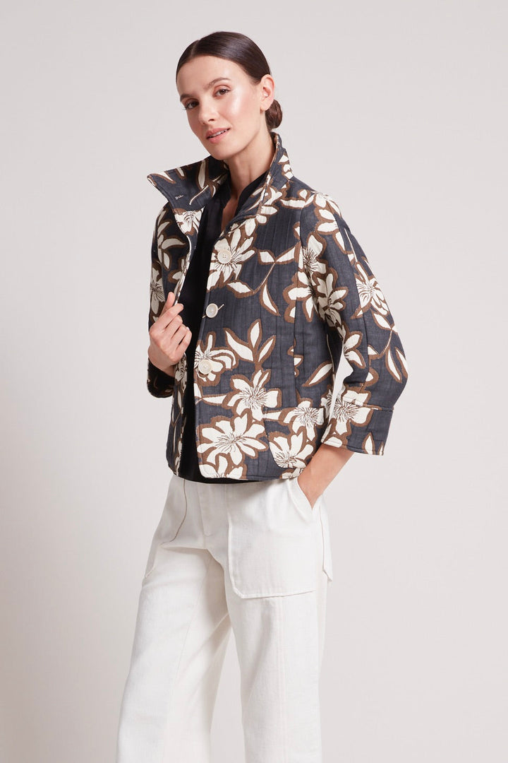 Adroit Atelier Tenley Quilted Jacquard Jacket in Creamy Floral available at Barbara Katz