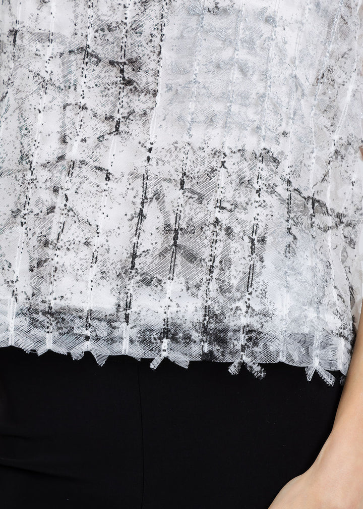 Terra Abstract Paint Top in White/Black available at Barbara Katz