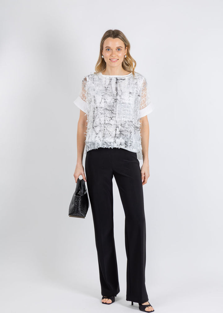 Terra Abstract Paint Top in White/Black available at Barbara Katz