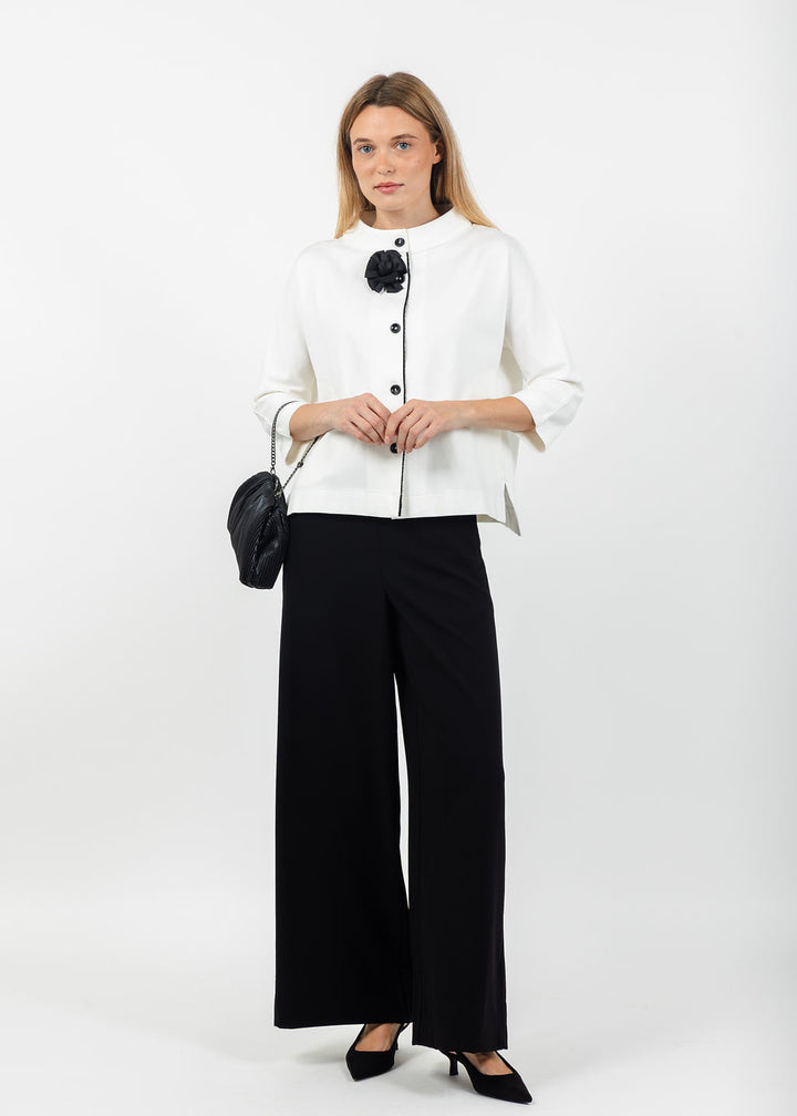 Terra Autumm Contrast Jacket in White paired with MAC Coralie Pant 30" - Black available at Barbara Katz