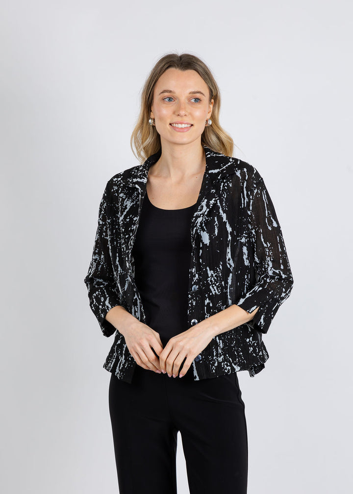 Terra Drew Sheer Blouse in Black/White available at Barbara Katz