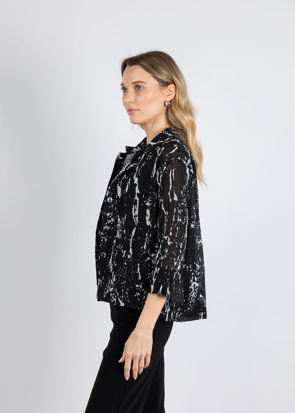 Terra Drew Sheer Blouse in Black/White available at Barbara Katz