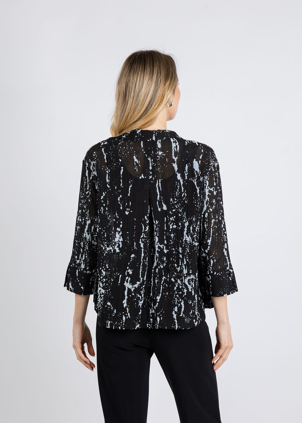 Terra Drew Sheer Blouse in Black/White available at Barbara Katz