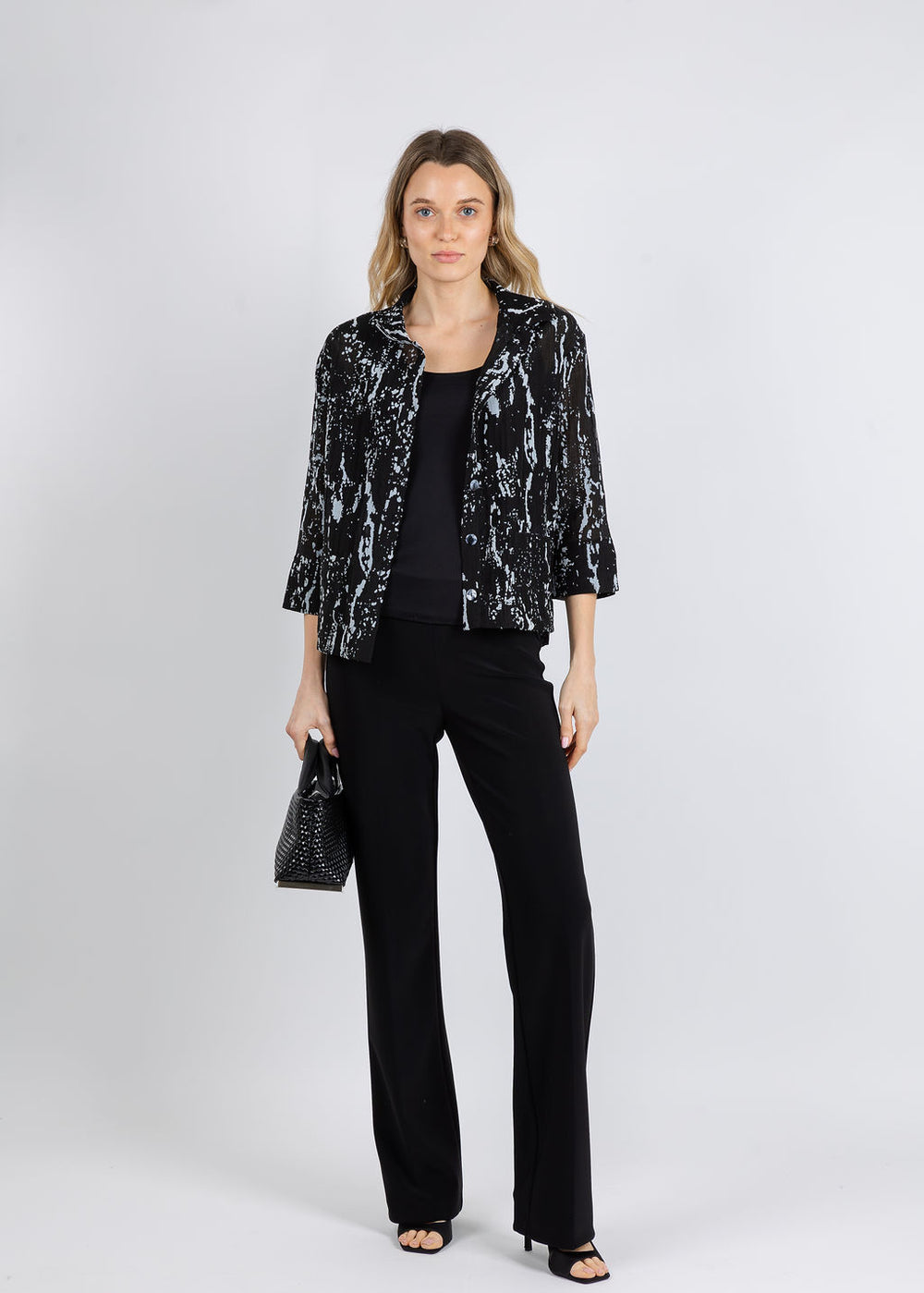 Terra Drew Sheer Blouse in Black/White available at Barbara Katz