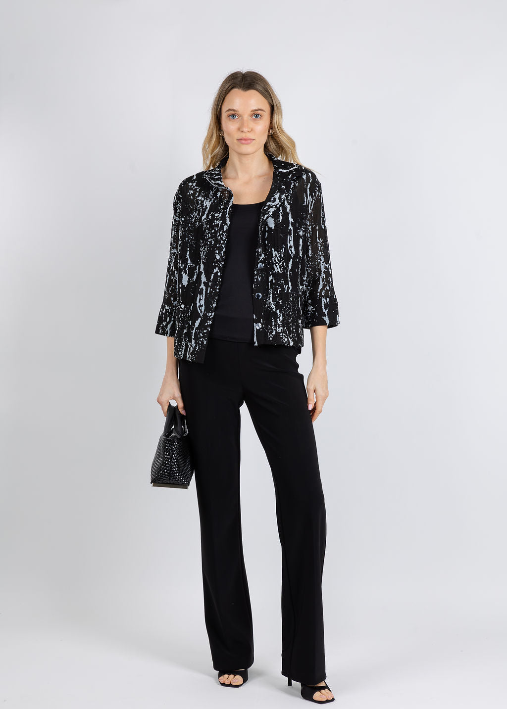 Terra Drew Sheer Blouse in Black/White available at Barbara Katz