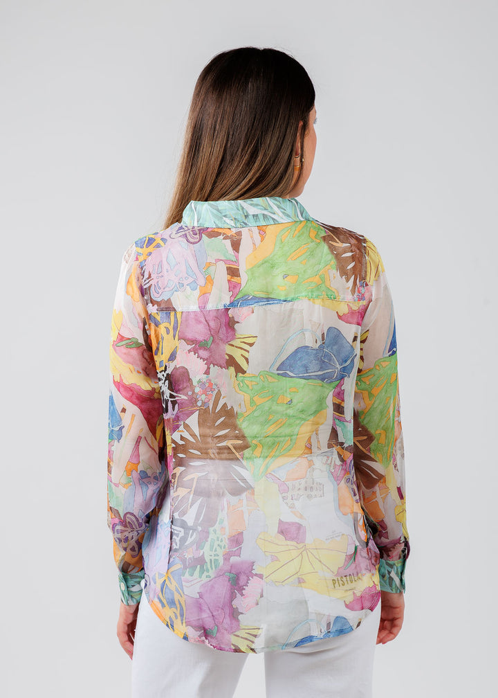 Terra Floral Shirt in Pink Green available at Barbara Katz