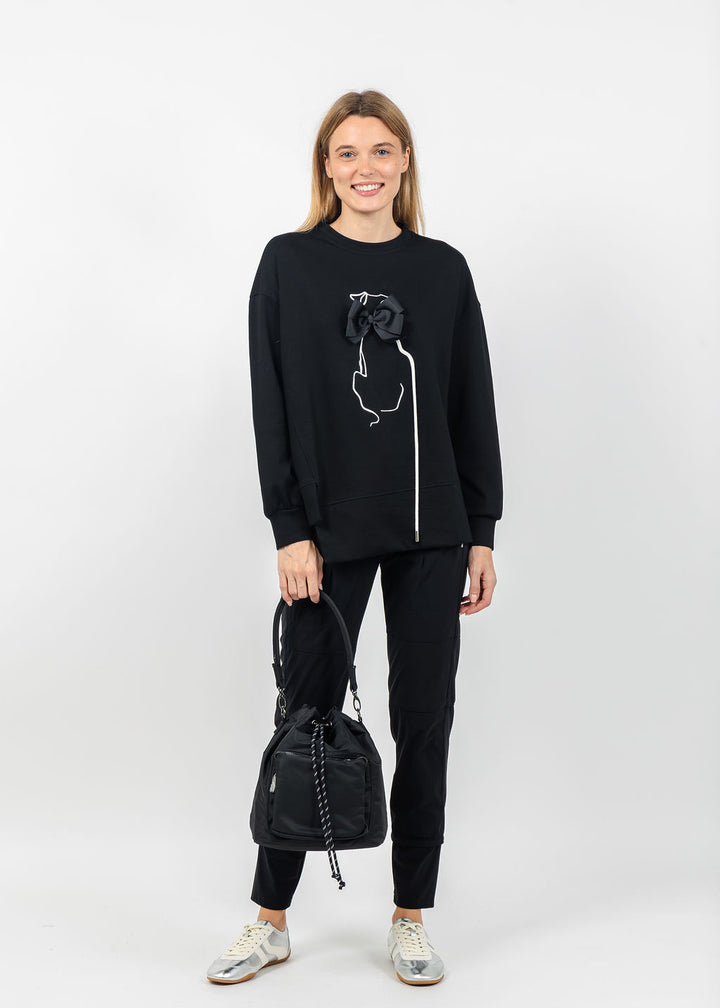 Line Art Crew Neck Sweater - Black