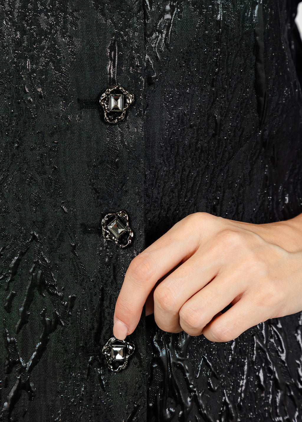 Terra Liquid Embossed Crinkle Jacket in Black available at Barbara Katz