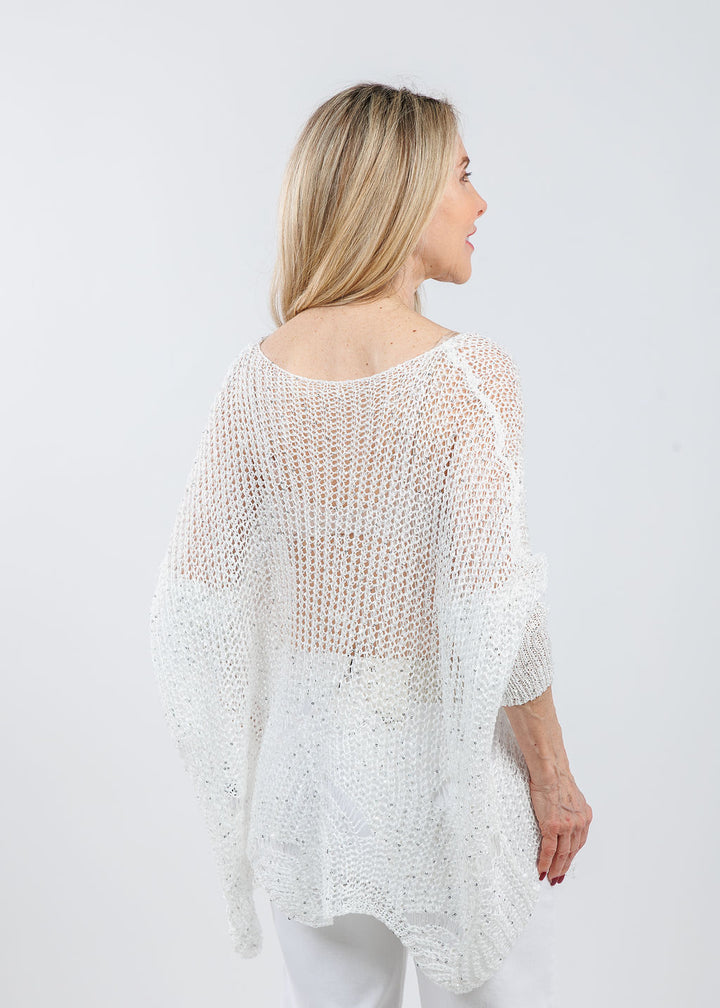 Terra Lurex Sweater in White available at Barbara Katz