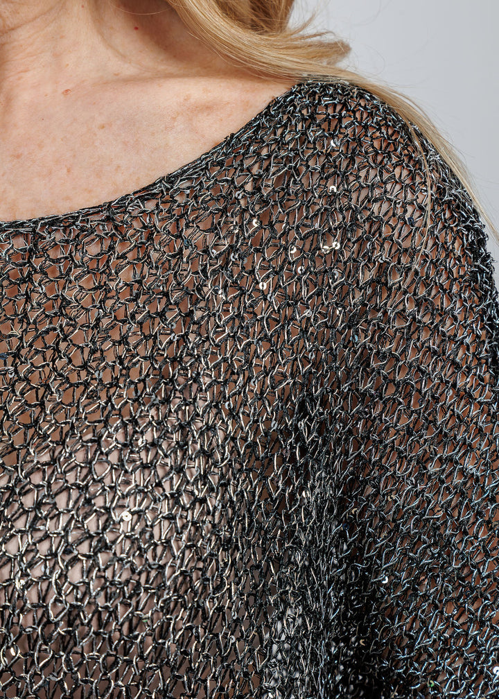 Terra Lurex Sweater in Black available at Barbara Katz