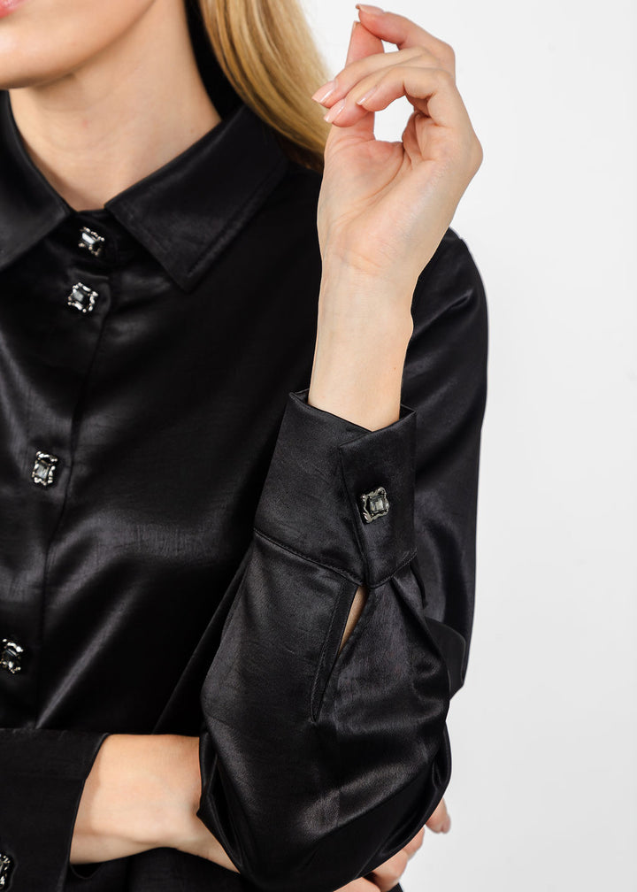 Terra Modern Asymmetric Blouse in Black available at Barbara Katz