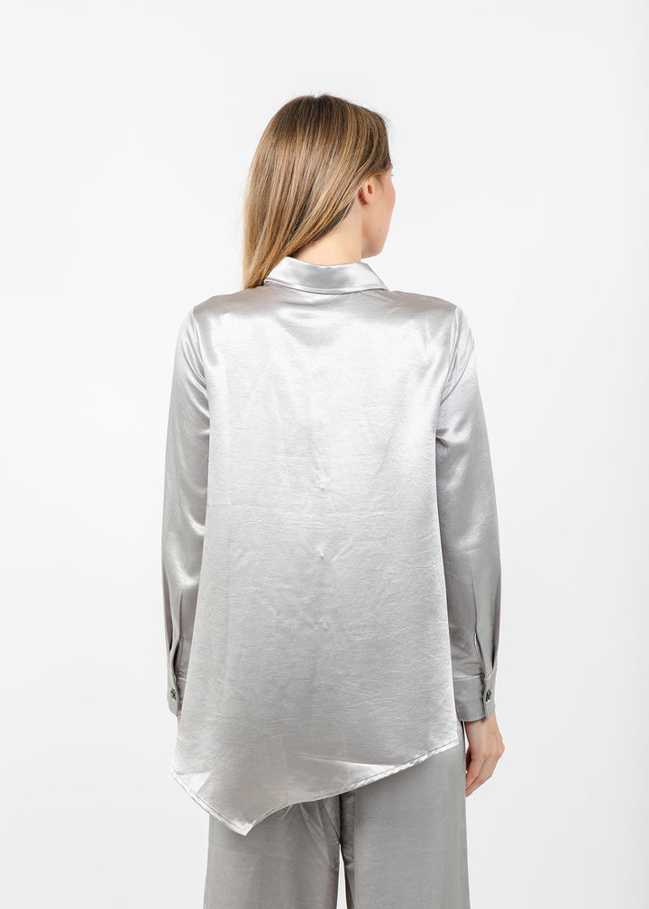 Terra Modern Asymmetric Blouse in Light Taupe available at Barbara Katz