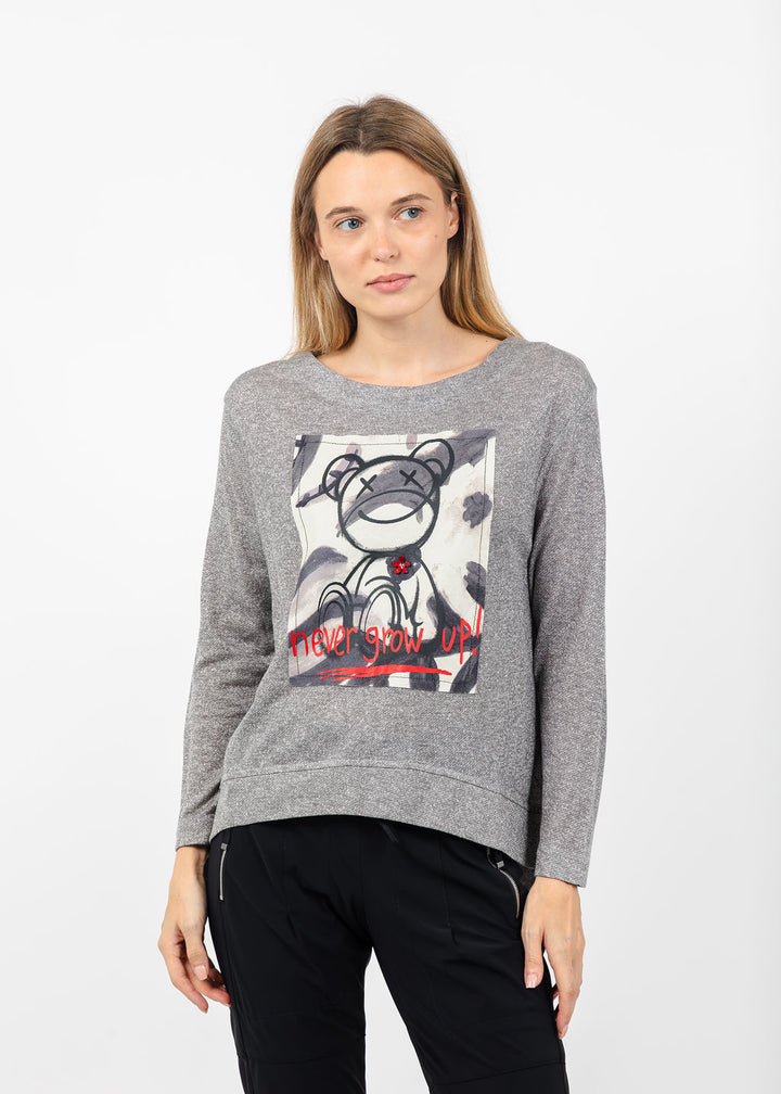Terra Never Grow Up Graphic Sweater in Cement available at Barbara Katz