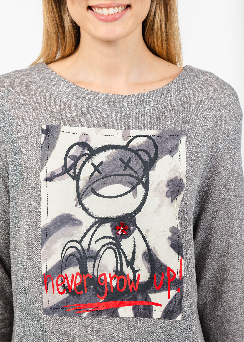 Terra Never Grow Up Graphic Sweater in Cement available at Barbara Katz