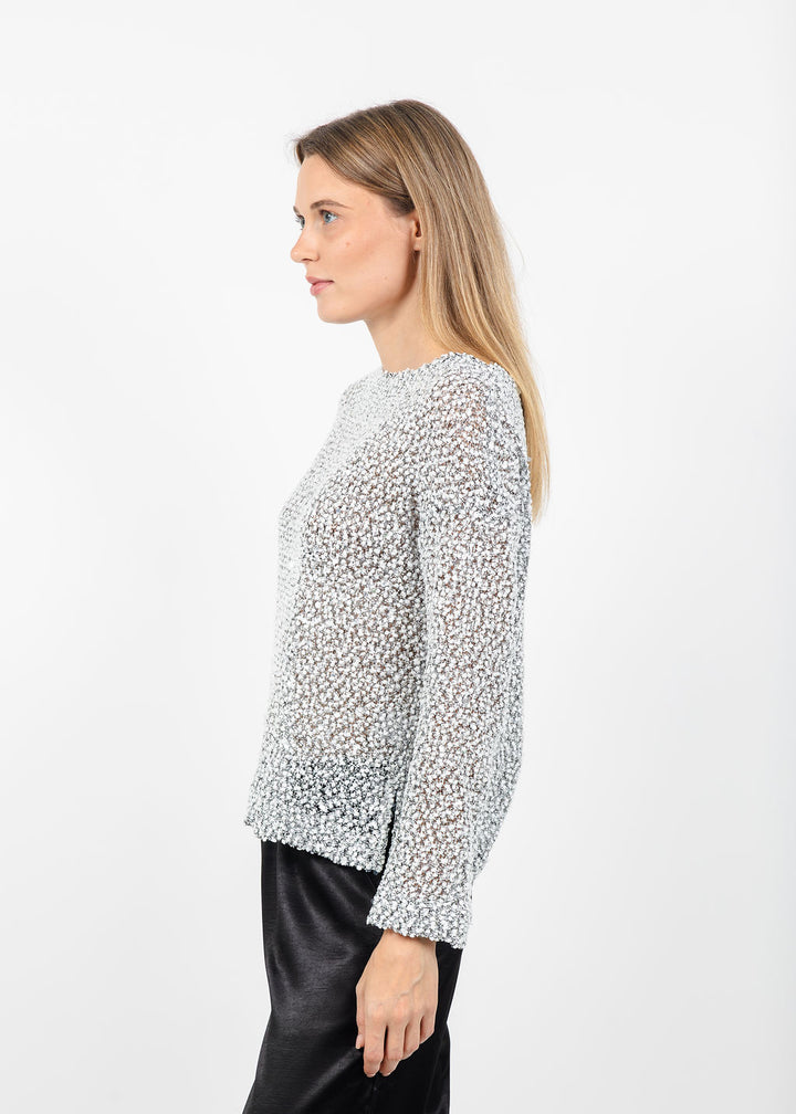 Terra Quinn Boat Neck Sequin Top in White available at Barbara Katz