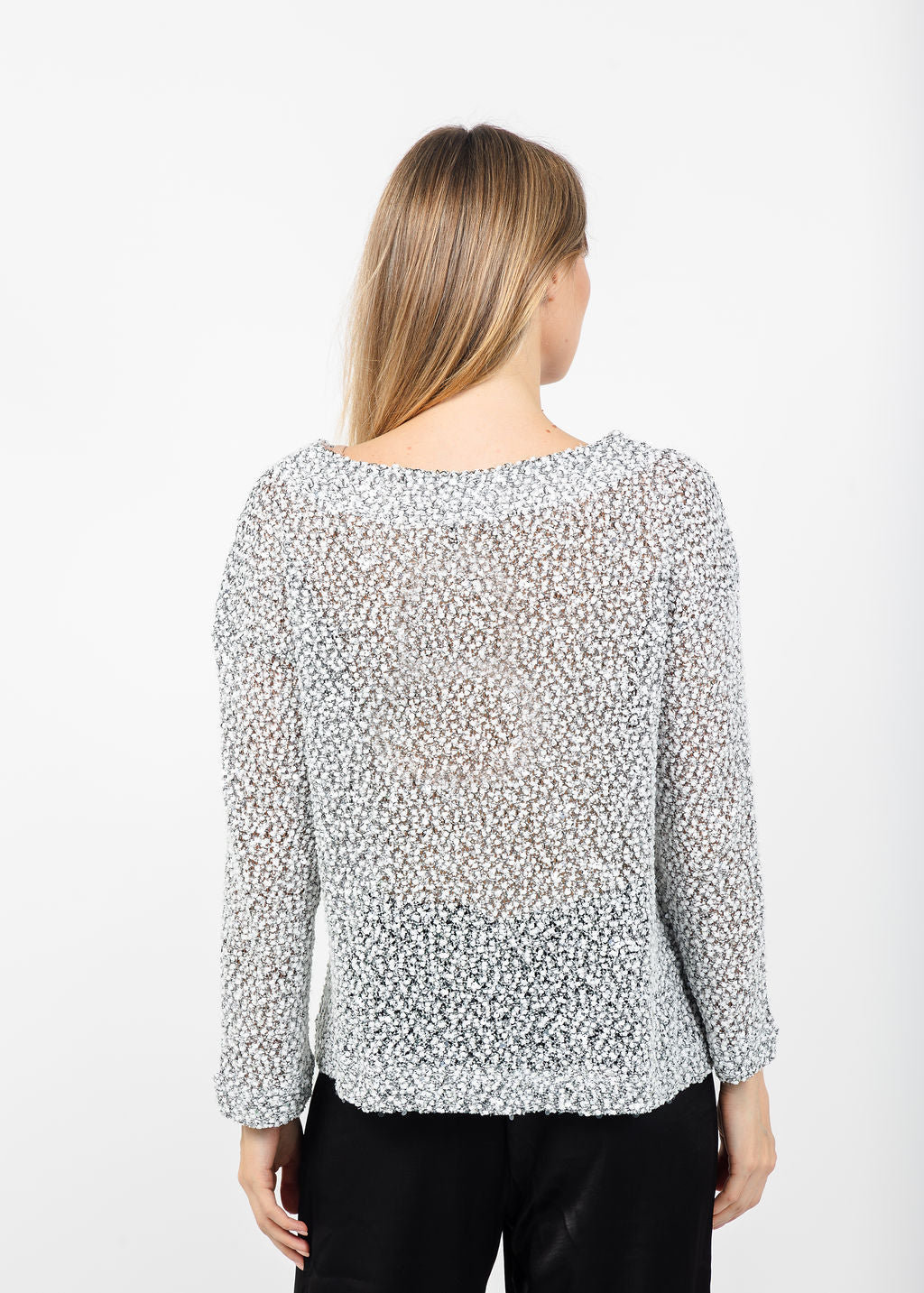Terra Quinn Boat Neck Sequin Top in White available at Barbara Katz