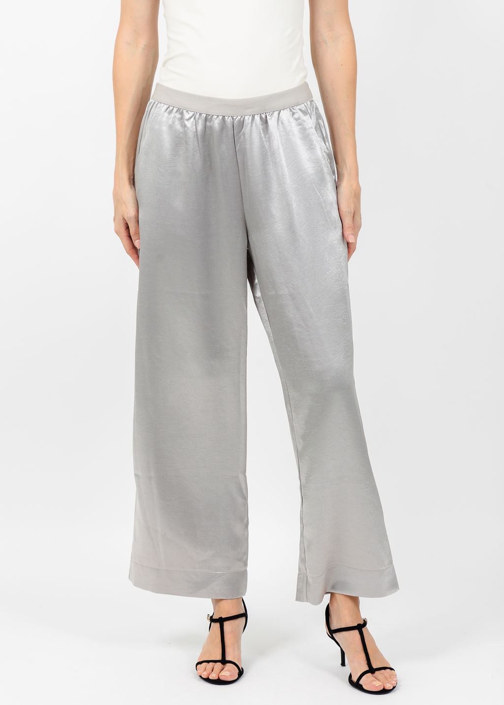Terra Satin Pant in Light Taupe available at Barbara Katz